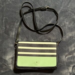 Kate Spade Striped Black and Green Crossbody Bag